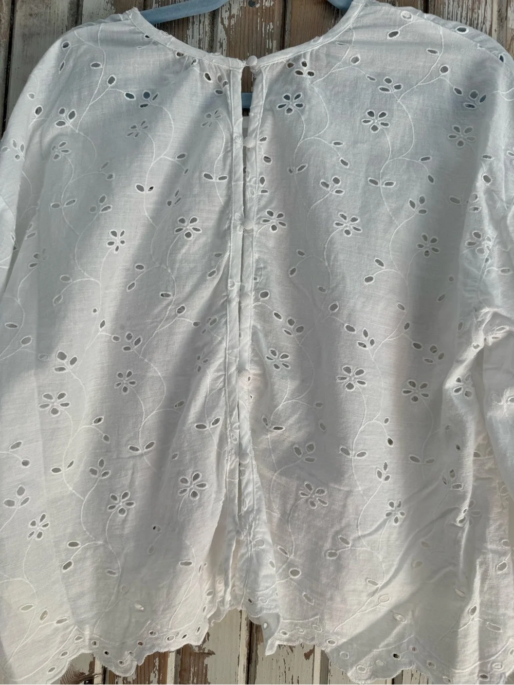 Free People White Eyelet Long-Sleeve Women's Crop Length Top, XL